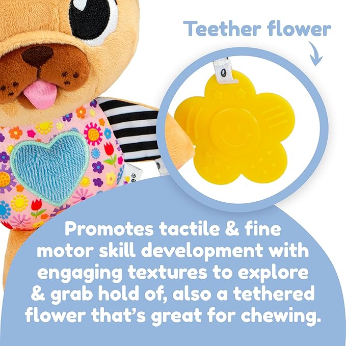 Lamaze Lovey The Pug Clip On Toy - Baby Sensory Toys for Stroller or Car - Developmental Stroller and Car Seat Toys - Includes Clip for On-The-Go Stroller or Car Seat Play - Ages 0 Months and Up