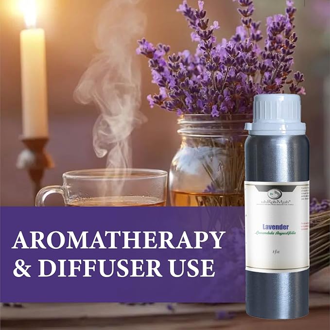 Organic Lavender Essential Oil - Steam Distilled Lavandula Angustifolia, Flower Oil, Premium Floral Aroma Middle Note Oil for Aromatherapy, Skincare, Haircare and DIY Cosmetic Formulations - 8 Fl oz