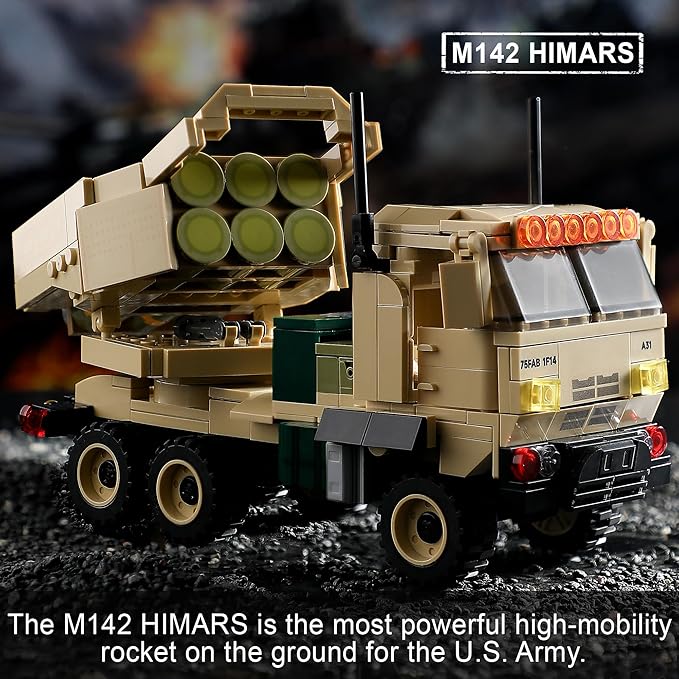 Military Vehicles Building Sets Compatible with Lego, Includes 2 Army Armored Trucks Toy Models - HIMARS Rocket Launcher & Dana M2 Howitzer, STEM Army Toys for Boys, Kids, and Teens Ages 8-14
