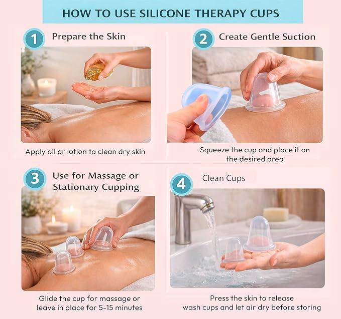 Silicone Cupping Therapy Set - Massage Therapy Cups for Arthritis, Pain Relief, Anti Aging, and Anti-Cellulite - Cupping Kit for Relaxation and Muscle Recovery