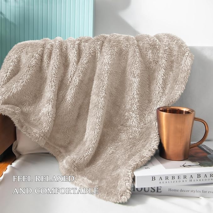 Exclusivo Mezcla Fuzzy Plush Fleece Bed Blanket King Size, Camel | 104x90 Inches, Super Soft and Cozy Bed Blanket, Fluffy Decorative Bedding for Livingroom, Bedroom, All Season
