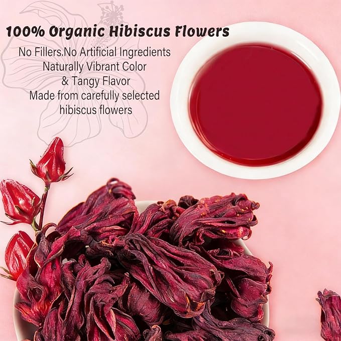 Pipi Tea Hibiscus Tea Bags Organic,100% Natural Organic Hibiscus Tea Bags,Natural Sweet & Sour Flavor,Caffeine-Free,30 Bags (2 Bag)