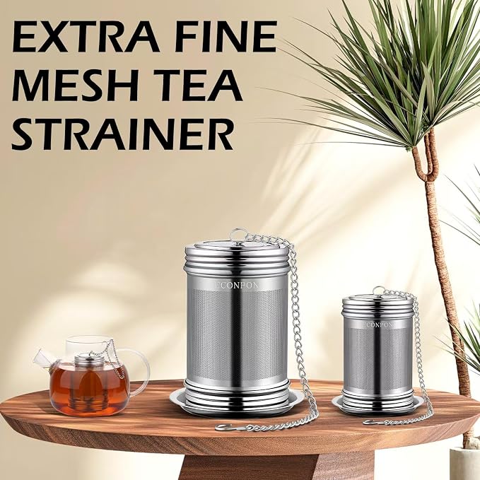 2 Pack Reusable Tea Steeper Extra Fine Mesh Tea Infuser Stainless Steel Tea Strainer for Loose Leaf Tea