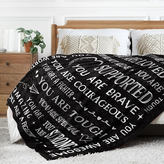 Gifts for Women or Men- Inspirational Get Well Soon Blanket | Thinking of You Gift for Grandpa Dad Brother Friend, Feel Better After Surgery Present for Sick Men, 80'' x 60''