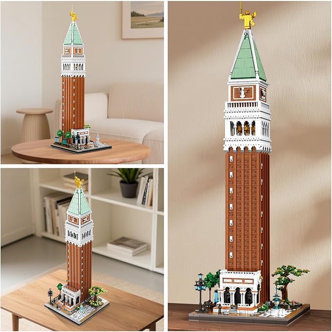 Architecture Building Set for Adults – Venice Landmark Tower St. Mark’s Campanile Model Kit, Creative Home Office Decor Toy, Great Gift Idea for Teens 14+