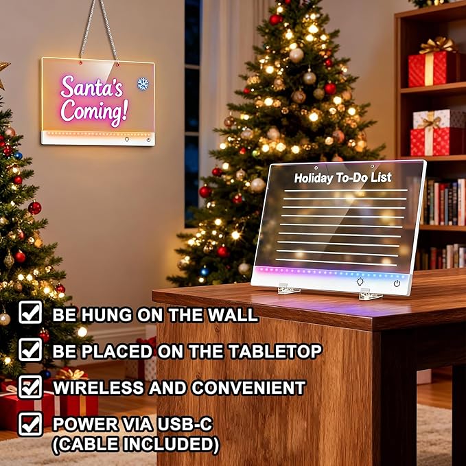 17" LED Note Board with Colors, 7 Light Effects Rechargeable Acrylic Led Drawing Board for Kids, Doodle Glow Dry Erase Lumi Boards with 12 Markers as Birthday & Christmas Gifts for Teen Girls & Boys