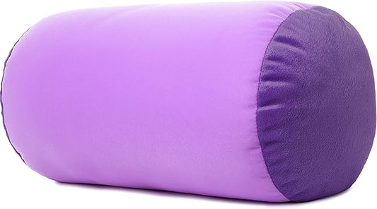 Microbead Bolster Neck Roll Pillow, Gently On Body, Head, Neck & Shoulders No Pain Rest, Relax Sleep - Silky Feel Prevent Wrinkles & Hair Breakage - Lightweight Cylinder, 14" x 8", Pale Purple
