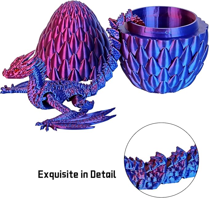 3D Printed Dragon,Flying Mystery Eggs Easter Articulated,3D Printed Crystal with Wings,3D Eggs with Dragon Inside,Adults Fidget Toys for Autism ADHD