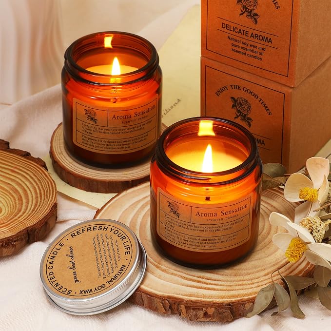 MTLEE 24 Pcs Candles for Home Scented Aromatherapy Jar Candle Gift for Women Bulk 8 Long Lasting Aromatherapy Jar Soy Wax Candle Gift for Mother`s Day Christmas Birthday(Simple Style,Flower Scent)