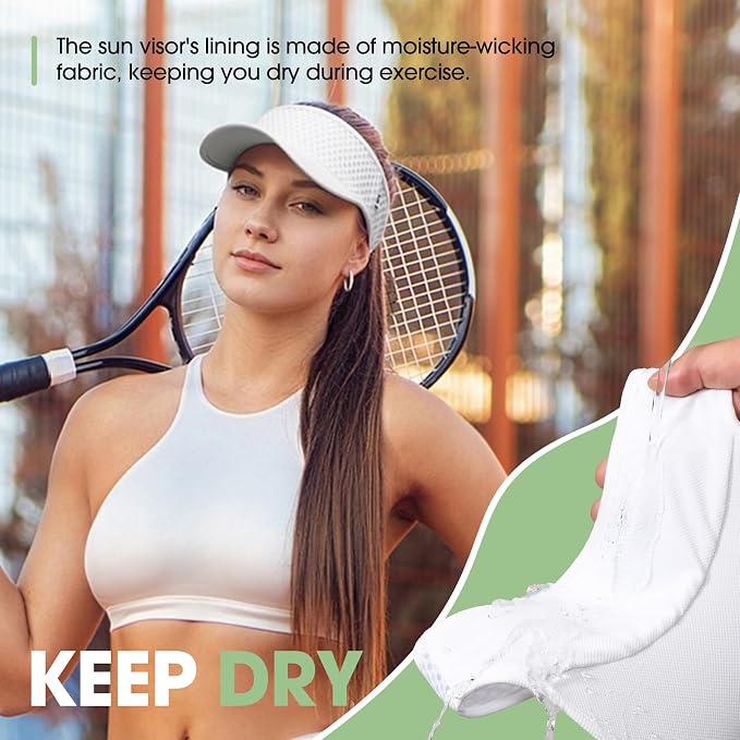 Breathable Mesh Sun Visor Lightweight Sport Hat for Men Women | Adjustable Elastic Machine Washable Moisture Wicking Quick Dry Comfortable Sun Protection for Golf Running Tennis Hiking