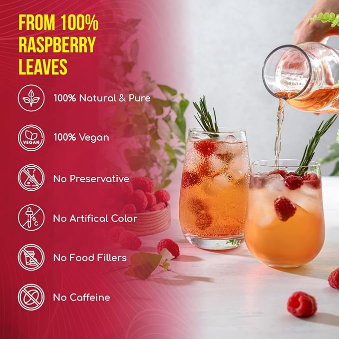 FreshDrinkUS, Premium Raspberry Leaf Tea with Chamomile – 135 Tea Bags | Naturally Caffeine-Free Herbal Blend | Soothing Floral Flavor | Premium Loose Herbal Tea in Natural Material Tea Bags