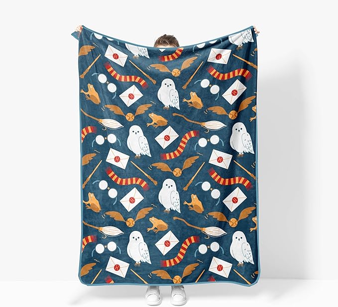Jay Franco Kids Plush Throw Blanket – Soft & Cozy Fleece Throw for Bedroom & Couch Décor, Official Licensed Product, Blue - Harry Potter, 46x60 - Throw Blanket