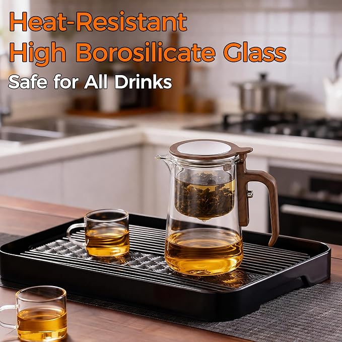 Enchanted Tea Pot, Magic Tea Pot for Loose Leaf Tea Steeper, Heat Resistant Borosilicate Glass Teapot with Tea Infuser, Ideal Gift for Tea Lovers - 27 oz (800 ml) (Hinged Lid)