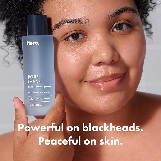 Hero Cosmetics Pore Release Blackhead Clearing Solution, 3.38 Fl Oz | Blackhead Remover Toner; Exfoliating 2% Salicylic Acid Toner Featuring AHA, BHA, and PHA; Acne Treatment