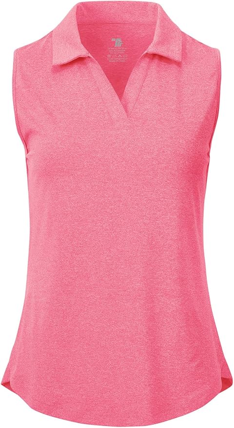 BGOWATU Women's Sleeveless Golf Polo Shirts Collared V Neck Tennis Tank Tops UPF 50+ Quick Dry Lightweight