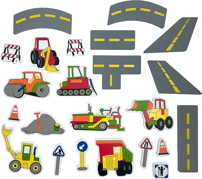Edushape Magic Creations Foam Sticker Imaginative Bath Tub Activity Play Set, Road Construction