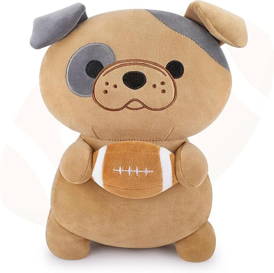 Achwishap French Bulldog Stuffed Animal,French Bulldog Plush with Rugby,14” Puppy Plush Toys,Cute Plushies Kawaii Plushie Soft Huggging Pillow,Cuddly Animal Body Pillow for Kids Adults(Brown)