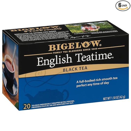 Bigelow Tea English Teatime Black Tea, Caffeinated Tea, 20 Count Box (Pack of 6), 120 Total Tea Bags