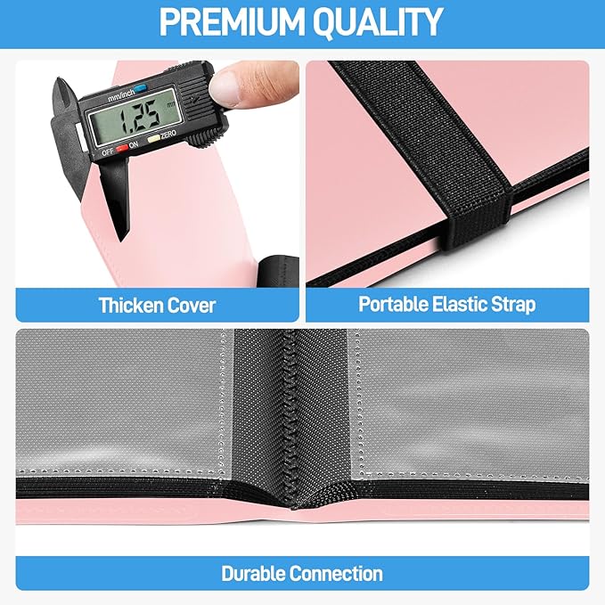 Card Binder, Upgraded 4 Pockets Trading Card Binder for Cards, Mini Collection Card Album, 160 Pockets Mini Card Book Holder - Pink