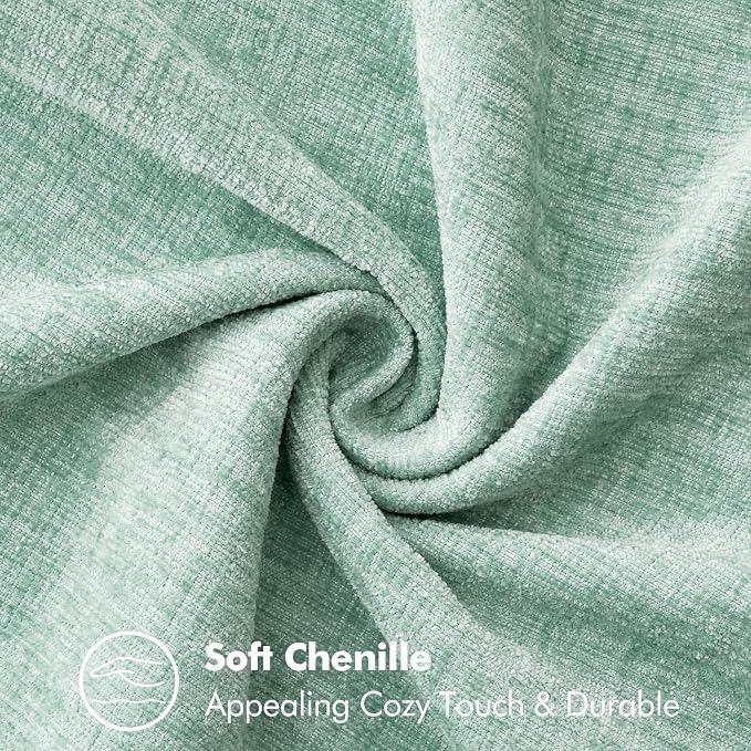 MIULEE Decorative Couch Throw Pillow Covers 18x18 Inch Aqua Green 2 Pack | Farmhouse Pillow Covers with Stitched Edge, Soft Chenille Cushion Cases, for Sofa Bed Living Room Home Decor