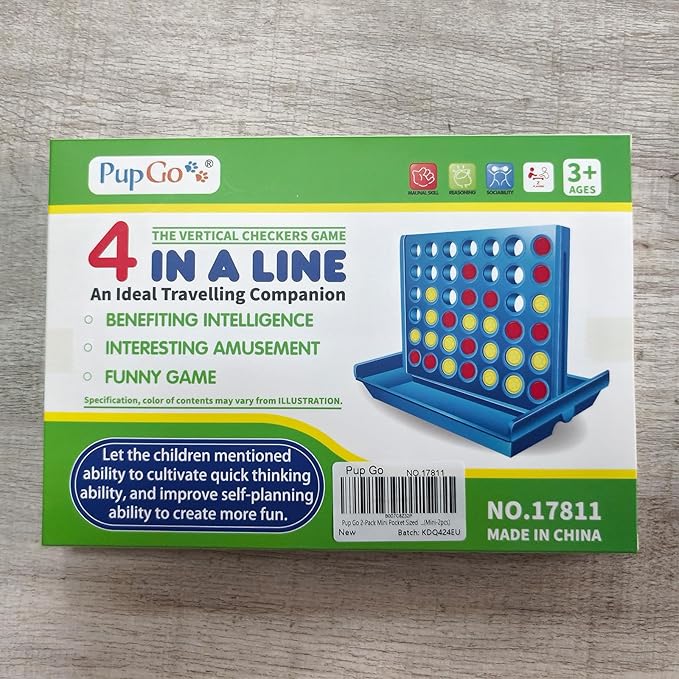 Pup Go 2-Pack Mini Pocket Sized 4 in a Row Board Game for Kids Ages 3+, Perfect Travel Sized Classic Games for Planes and Cars, Fun and Engaging Match Four Game for Children Ages 3 to 8 Years Old