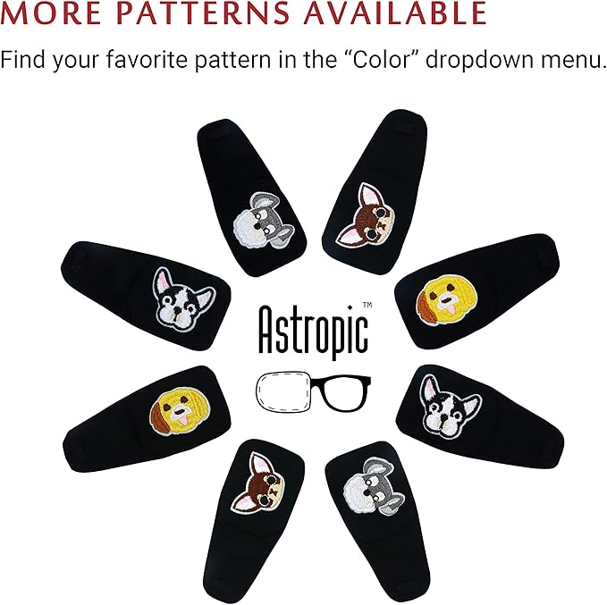 Astropic Cotton & Silk Eye Patch for Kids Glasses (Left Eye, Bulldog)