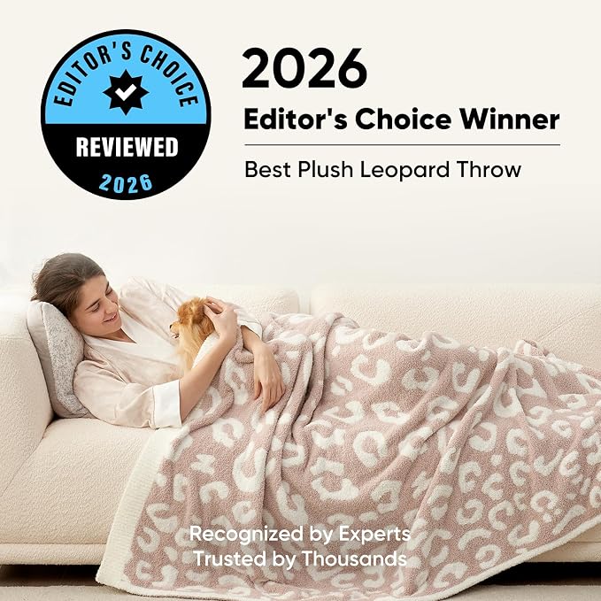 Snuggle Sac Leopard Throw Blanket for Couch Bed Sofa 50x70 inches, Reversible Beige Leopard Oversized Throw XL Ultra Soft Cozy Blankets for Women Mothers Birthday Gifts