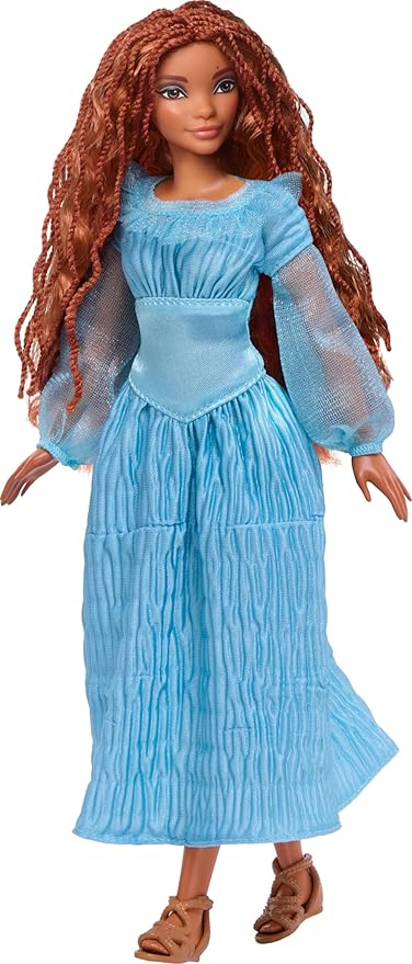 Mattel Disney The Little Mermaid Ariel Fashion Doll on Land Wearing Signature Blue Dress, Inspired by the Movie