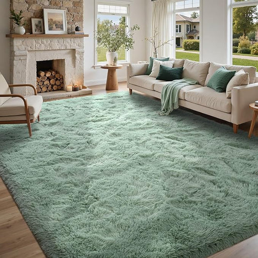 5x7 Rug Sage Green Area Rugs for Living Room,Plush Soft Grass Fluffy Nursery Bedroom Carpet for Kids Teens Home Decor Aesthetic