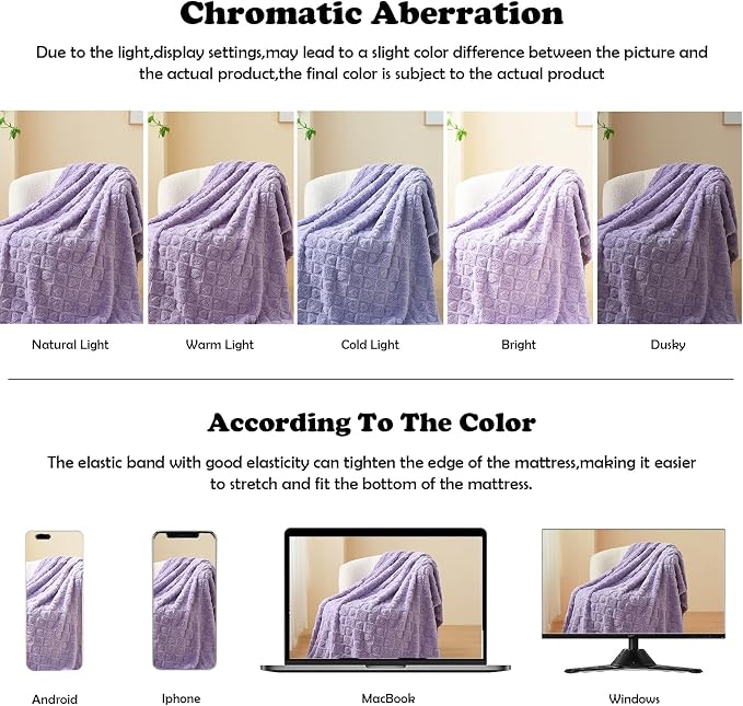 NEWCOSPLAY 3D Heart Checkered Flannel King Blanket, Lavender, 90"x110" | Super Soft Cute Lightweight Decorative Premium Silky Fleece Blanket for Couch Sofa Bed, Gift for Women Men, All Season Use