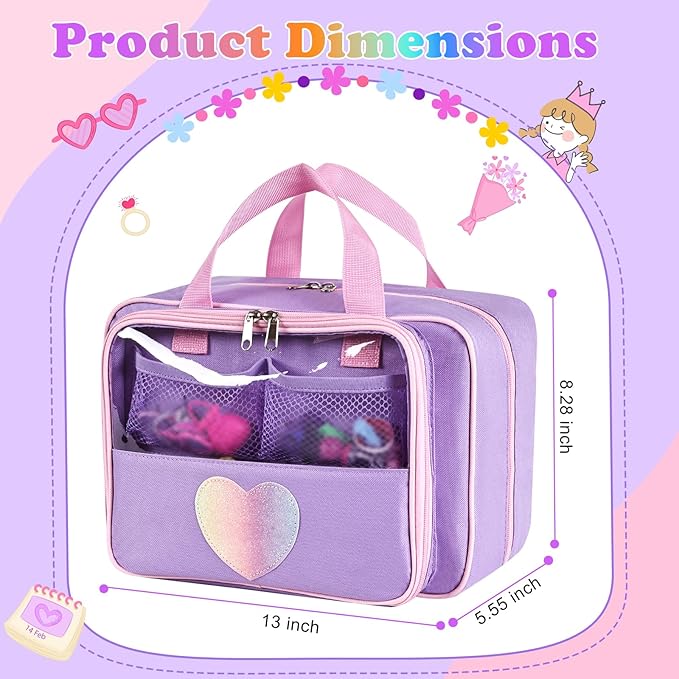 Carrying Case Compatible with Barbie Dolls 12-Inch/6-inch, All-in-One Organizer Holds 6-12 Dolls & Accessories，Large Doll Travel Case with Handle, Bag Only (Purple)