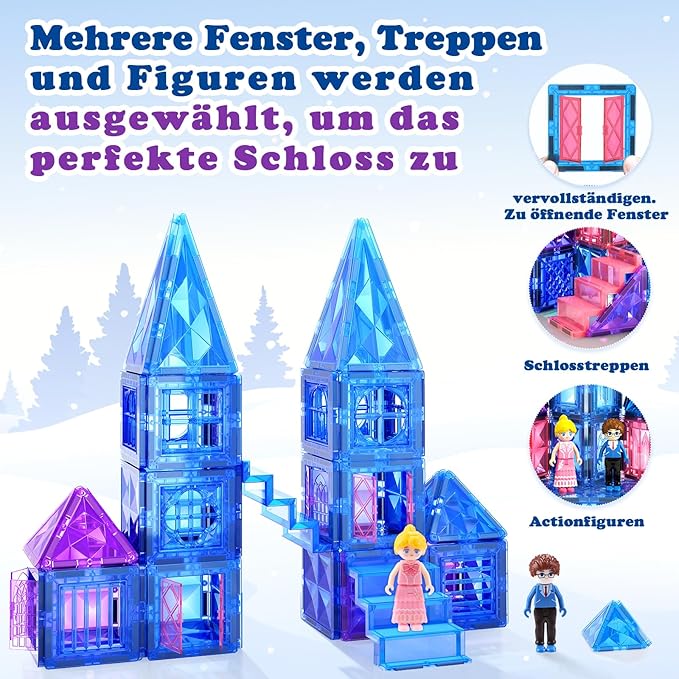 Diamond Magnetic Building Blocks - Princess Toys for 3-8 Year Old Girls & Boys - 3 4 5 6 Year Old Girl Birthday Xmas Present Preschool K12 Classroom Decor Classroom Must Haves School Supplies