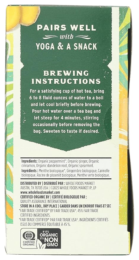 Whole Foods Market, Organic Mint Ginger Herbal Tea, 20 Count