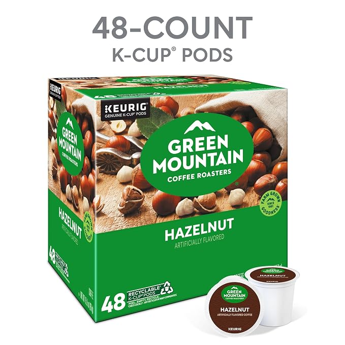 Green Mountain Coffee Roasters Hazelnut Coffee, Keurig Single Serve K-Cup Pods, Light Roast, 48 Count