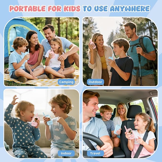 Video Walkie Talkie for Kids - 2 Pack Rechargeable Kids Walkie Talkies Long Range Radios, Video Intercom & Voice Effects, Christmas Birthday Gifts, Toys for Age 3-12 Boys Girls, Indoor Outdoor Travel