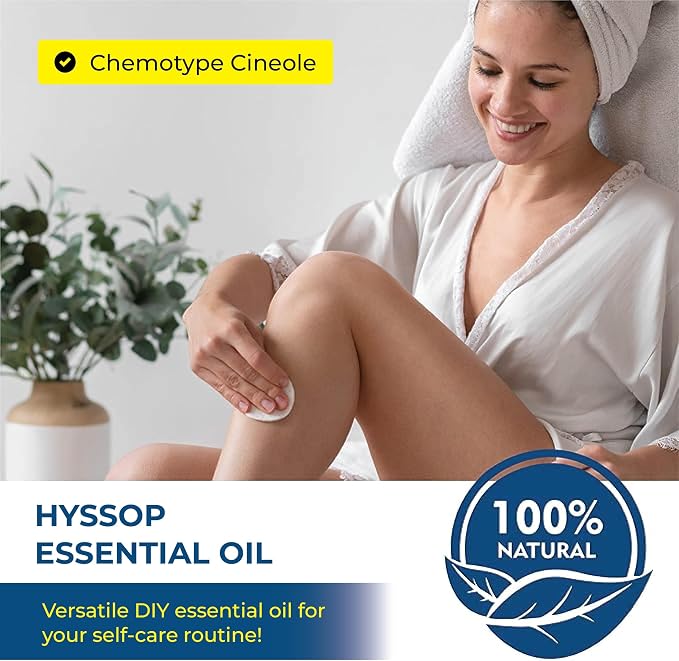 Organic Hyssop Essential Oil with Fresh Floral Scent, 100% Pure & Natural Essential Oil for Aromatherapy, Home Essential Diffuser Oil - USDA Certified Organic 5ml