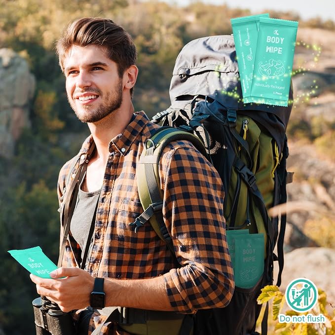 Timgle 200 Pcs Acidified Travel Deodorant Wipes for Women & Men Variety Pack Mini Face and Body Wipes Disposable Individually Wrapped Cleansing for Travel Gym(Green Background)