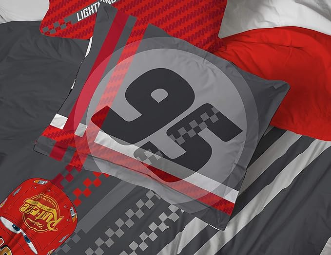 Jay Franco Disney Pixar Cars Race Ready 7 Piece Queen Bed Set - Includes Comforter & Sheet Set - Bedding Features Lightning McQueen - Super Soft Fade Resistant Microfiber