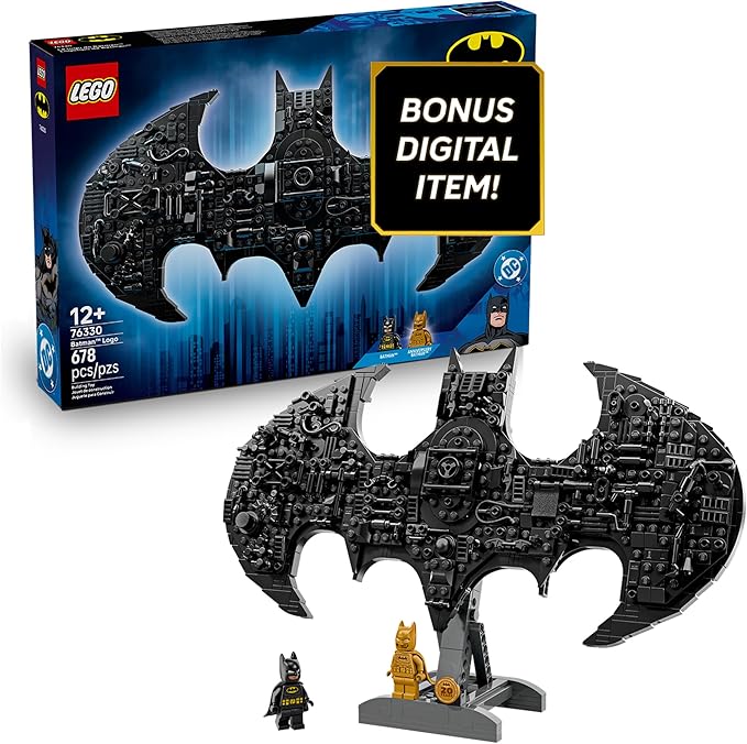 LEGO DC Batman: Batman Logo Building Toy - Super Hero Bedroom Decor for Kids, Boys & Girls, Ages 12+ - W/Classic & Golden Minifigures - Gift Idea for Birthdays & Fans - 76330