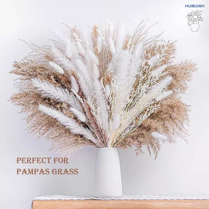 Simple Boho Ceramic Flower Vase for Home Decor (Bright White,Big) | 8'' Modern Farmhouse Vase for Flower Plant Pampas Grass, Fit for Table Shelf Centerpieces, Living Room Bedroom Wedding Gift