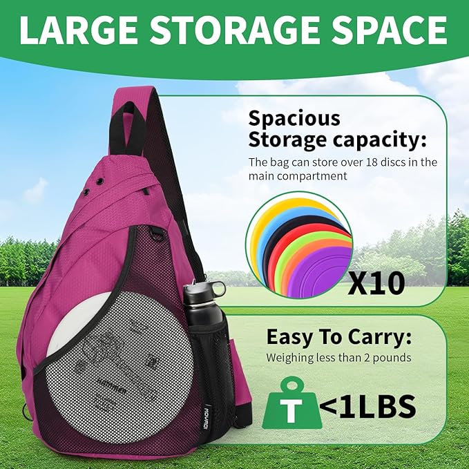 MOYAQI Disc Golf Bag with Retriever Holder and Storage Pockets, Disc Golf Backpack with 8-10 Disc Capacity, Padded Adjustable Strap and Back Panel, Lightweight and Durable