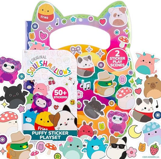 Original Squishmallows Puffy Sticker Playset, Over 30 Reusable Stickers