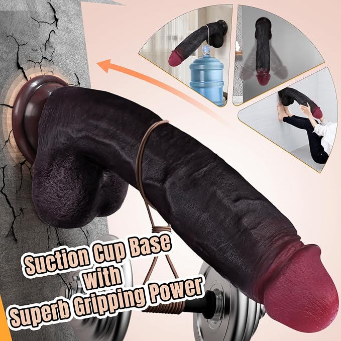 11 Inch Silicone Realistic Dildo Sex Toys - Big Thick Girthy Dildo with Suction Cup, Coocfan Brown Dildos for G spot Clitoral Vaginal Anal, Compatible Sex Toy for Women Men