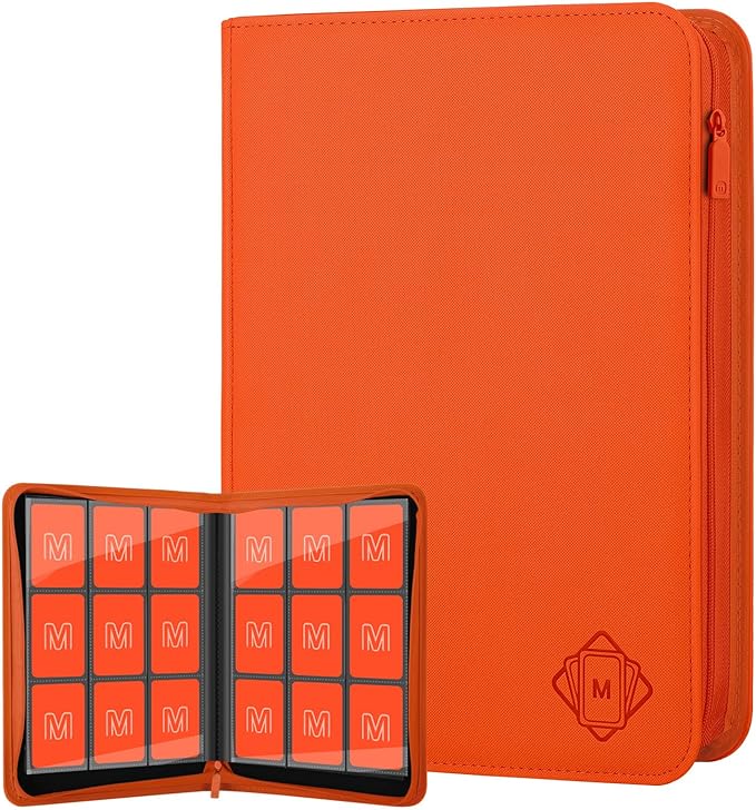 Trading Card Binder with 9 Side Loading Pocket Card Album Hold Up to 540 Cards PU Card Collection Binder, Collectible Albums Card Folder for MTG, TCG, Sports Cards（9-Orange）