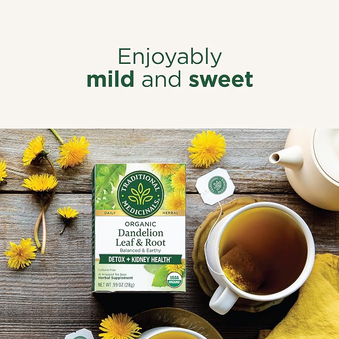 Traditional Medicinals Dandelion Tea, Tea Bags, 16 Count | Organic | Leaf & Root | Pack of 2 | Supports Digestion