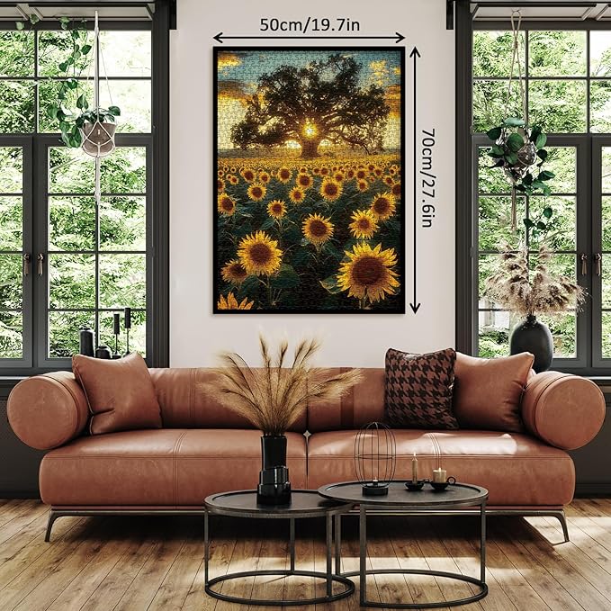 Sun and Life Puzzle 1000 Piece for Adult, Nature Flower Landscape Jigsaw Puzzles, Plant Pretty Scenic Puzzle