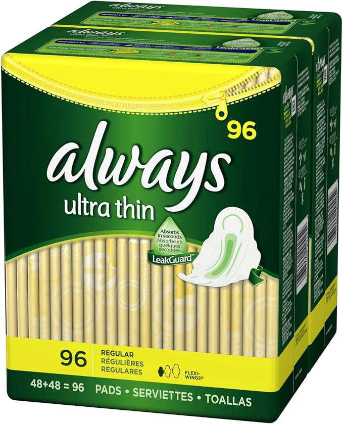 Always Ultra Regular with Wings, Unscented Thin Pads, 96-Count