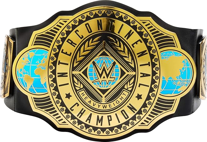 Mattel WWE Championship Title, Intercontinental Champion, Kid-Sized Belt Accessory for Role-Play & Costumes, 3+ feet Long with One-Time Adjustment