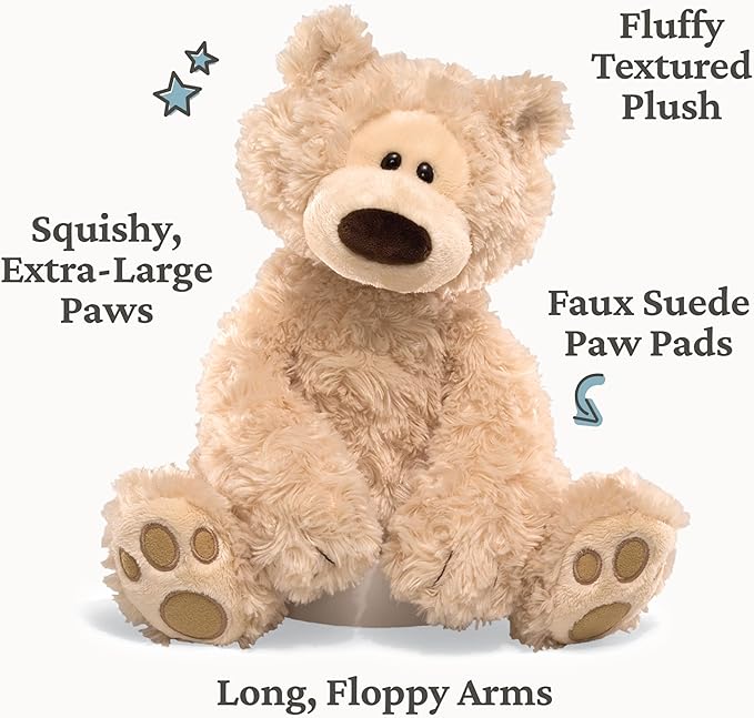 GUND Philbin Classic Teddy Bear, Premium Stuffed Animal for Ages 1 and Up, Beige, 18”