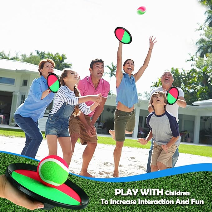 Charniol Kids Toys Toss and Catch Game Set 12 Paddles 6 Balls Beach Game Outdoor Ball Sports Games Toss and Catch Ball Set with Paddles Ball Nylon Catch Toys for Kids Adults